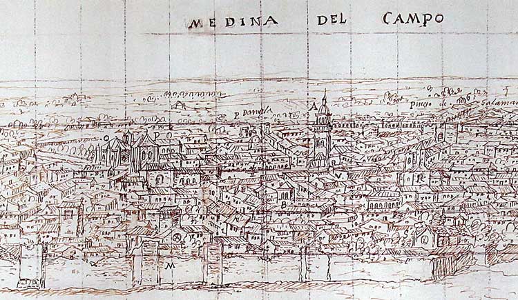 Medina del Campo,Dibujo de Anton van den Wyngaerde, 1570